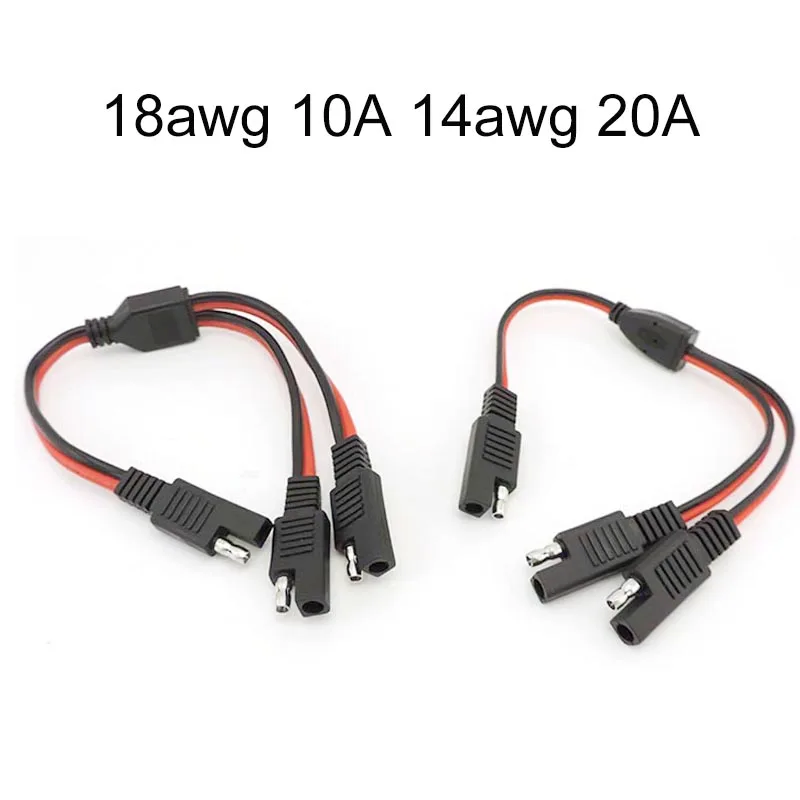 Description Picture 4 of item1 SAE to 2 SAE Power Extension Connector plug Cable solar panel battery Adapter Quick Connect Disconnect 14AWG 18AWG 10A 20A