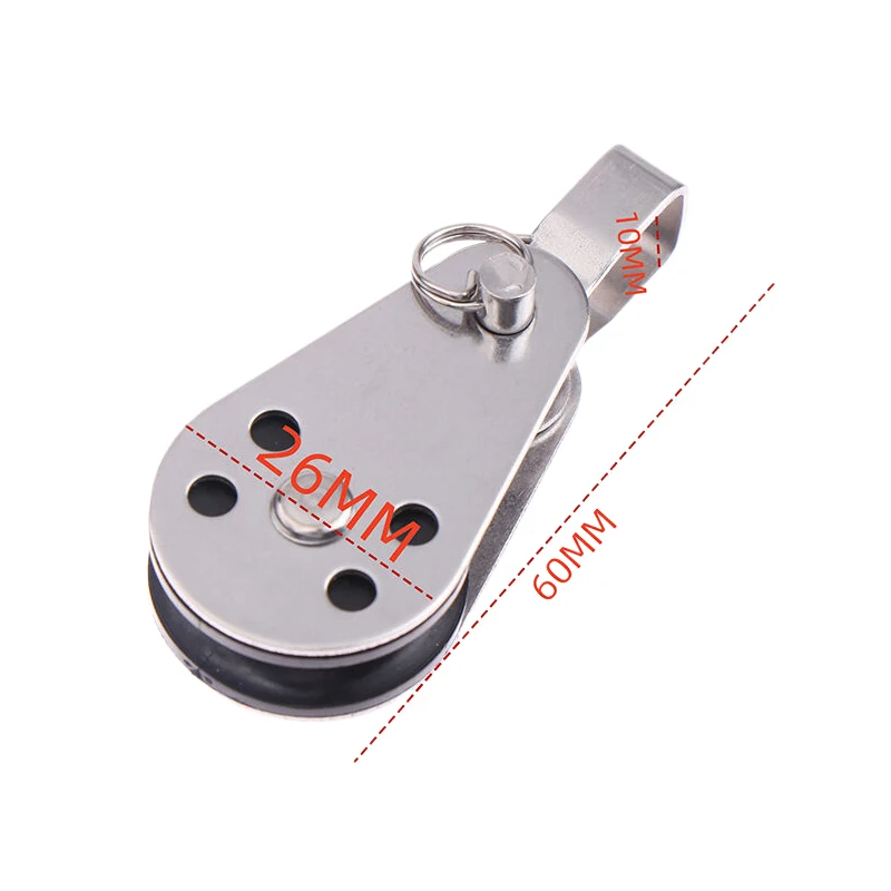 25mm 304 316 스테인리스 스틸 싱글 휠 블록 로프 러너 풀리 스위블 리프팅 하중 지지 카약 보트 부품