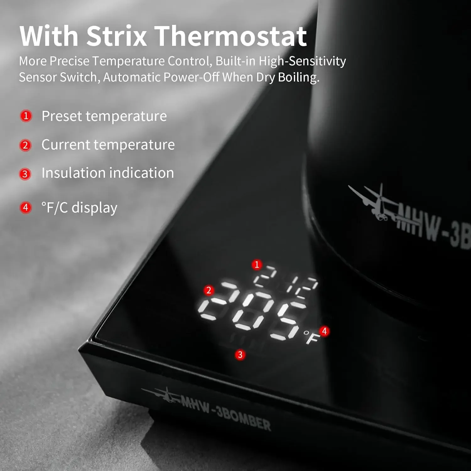 3BOMBER Gooseneck Electric Kettle, Pour-Over Coffee Kettle Tea Kettle Beginner Friendly Precise Temperature Control LED Display 4
