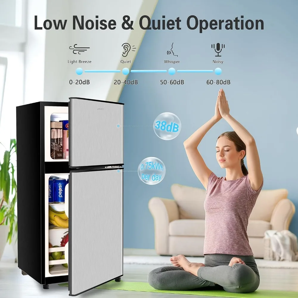 Compact Refrigerator 3.5 Cu Ft 2 Door Mini Fridge with Freezer for Apartment, Dorm, Office, Family, Basement, Garage
