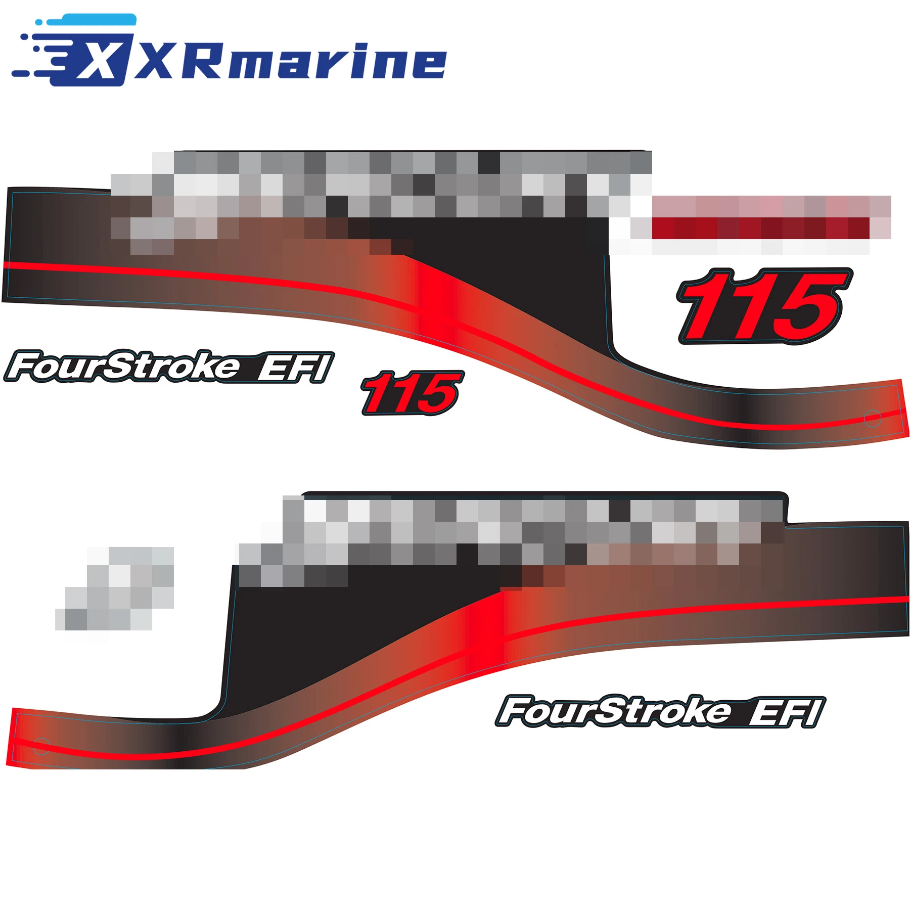 411 Decals Replacement Sticker Set For Mercury 115 Blue Outboard (2005-2007) - Aftermarket Decal Kit