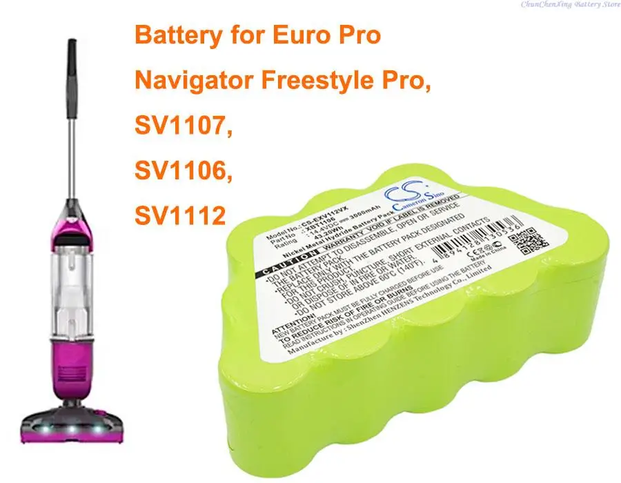 

OrangeYu 3000mAh Battery XBT1106 for Euro Pro Navigator Freestyle Pro, SV1106, SV1107, SV1112