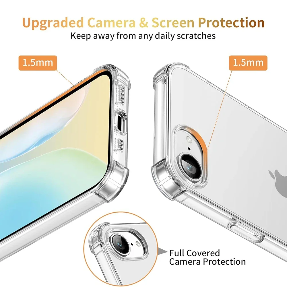 Luxury Shockproof Silicone Soft Case with Thin Clear Back - Transparent Shell Coque