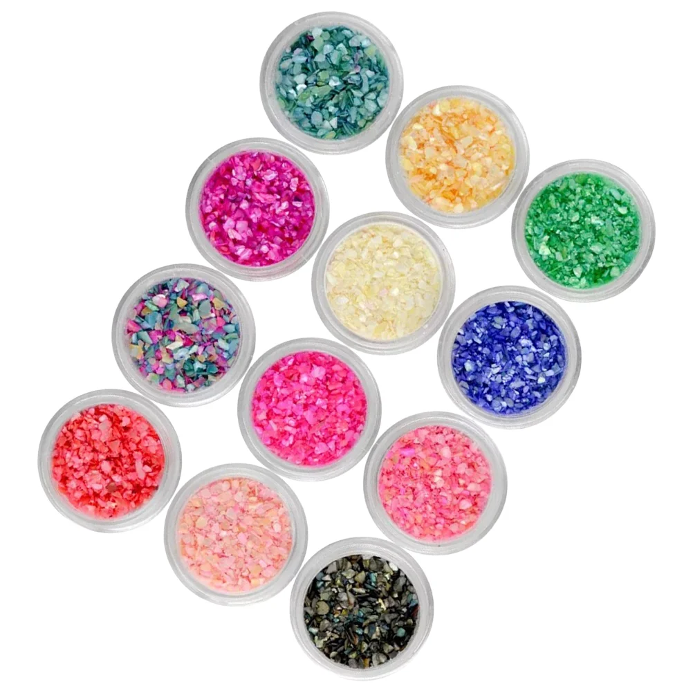 

12pcs Nail Art Shell Powder Kit Manicure DIY Powder Nail Decoration for Women Lady (Mixed Color)