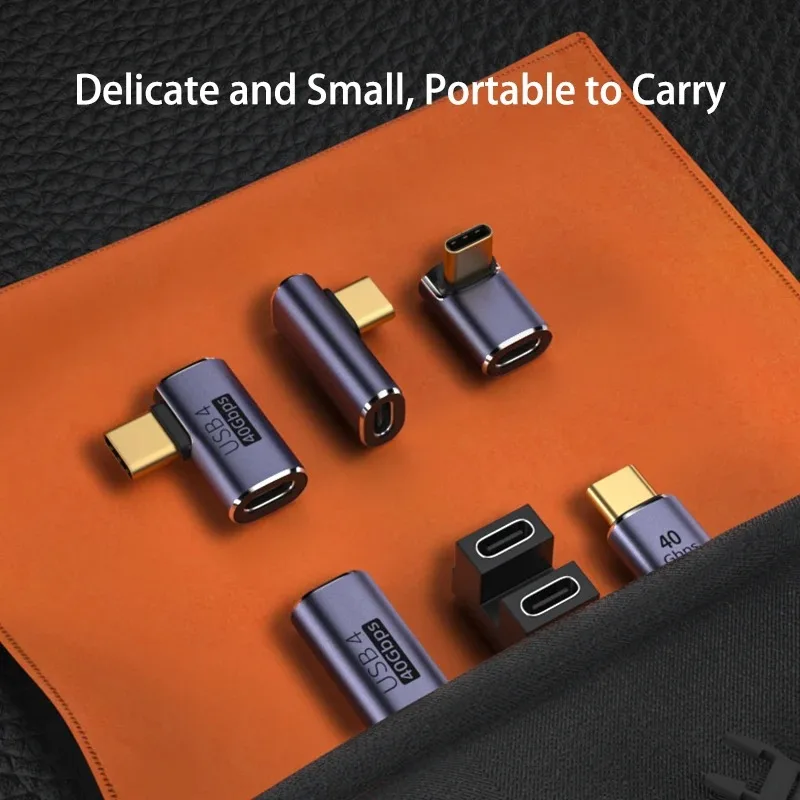 USB 4.0 40Gbps 어댑터 90도 직각 타입 C 남성-여성 변환 커넥터, 휴대폰, 노트북, 맥북용 고속 충전 USB C 연장 어댑터