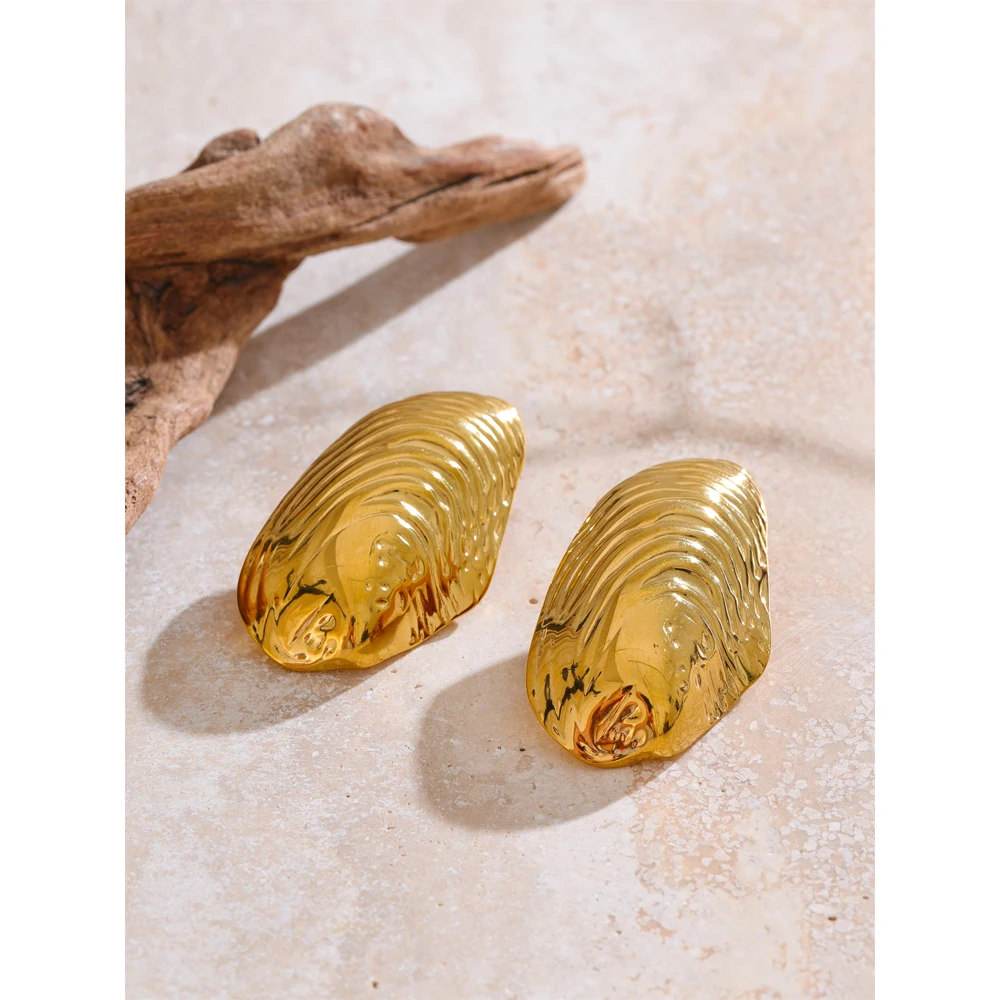 Yhpup Stainless Steel Big Stud Earrings for Women Jewelry