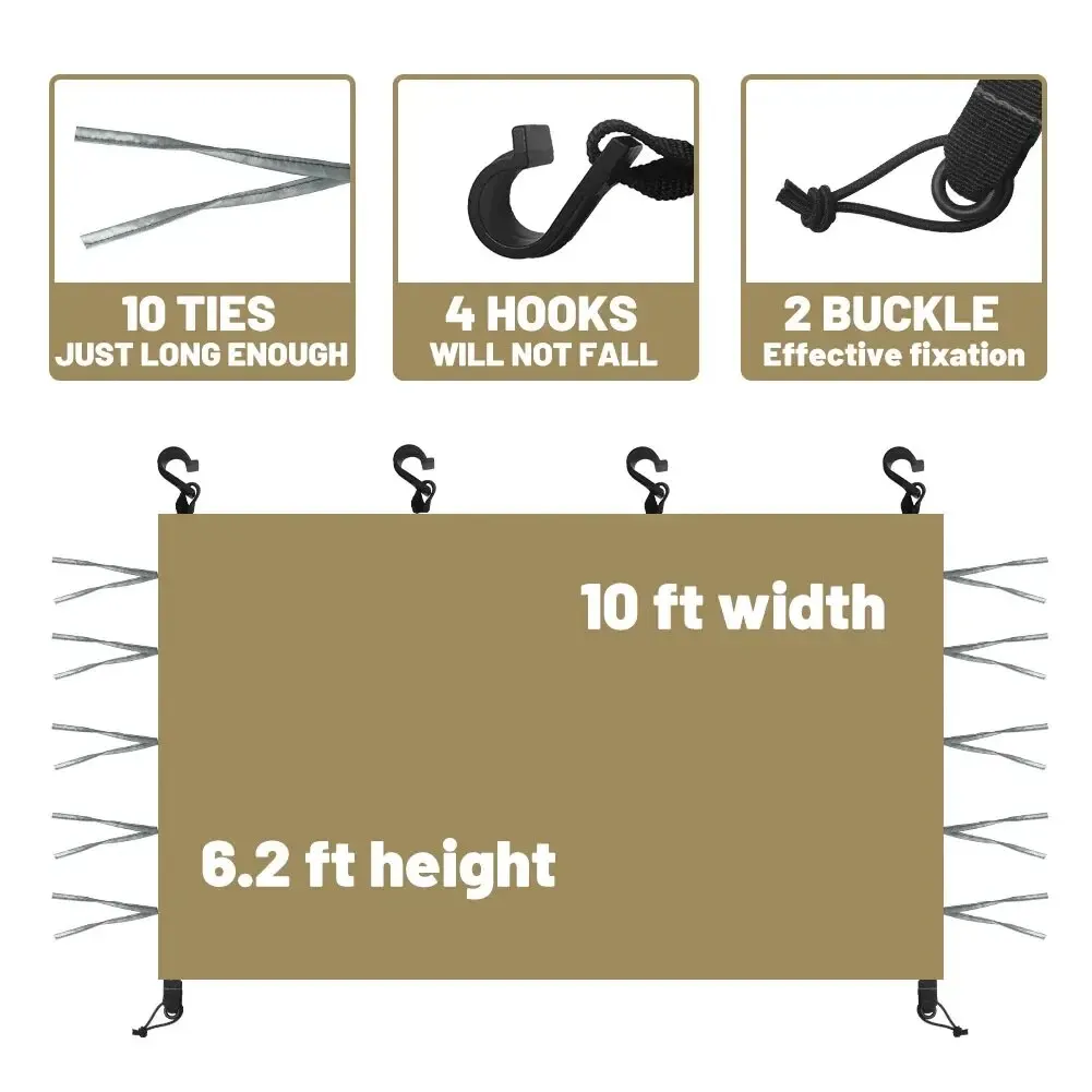 10x10ft Canopy Sunwall Sidewall – Waterproof Gazebo Panel (Khaki) 5