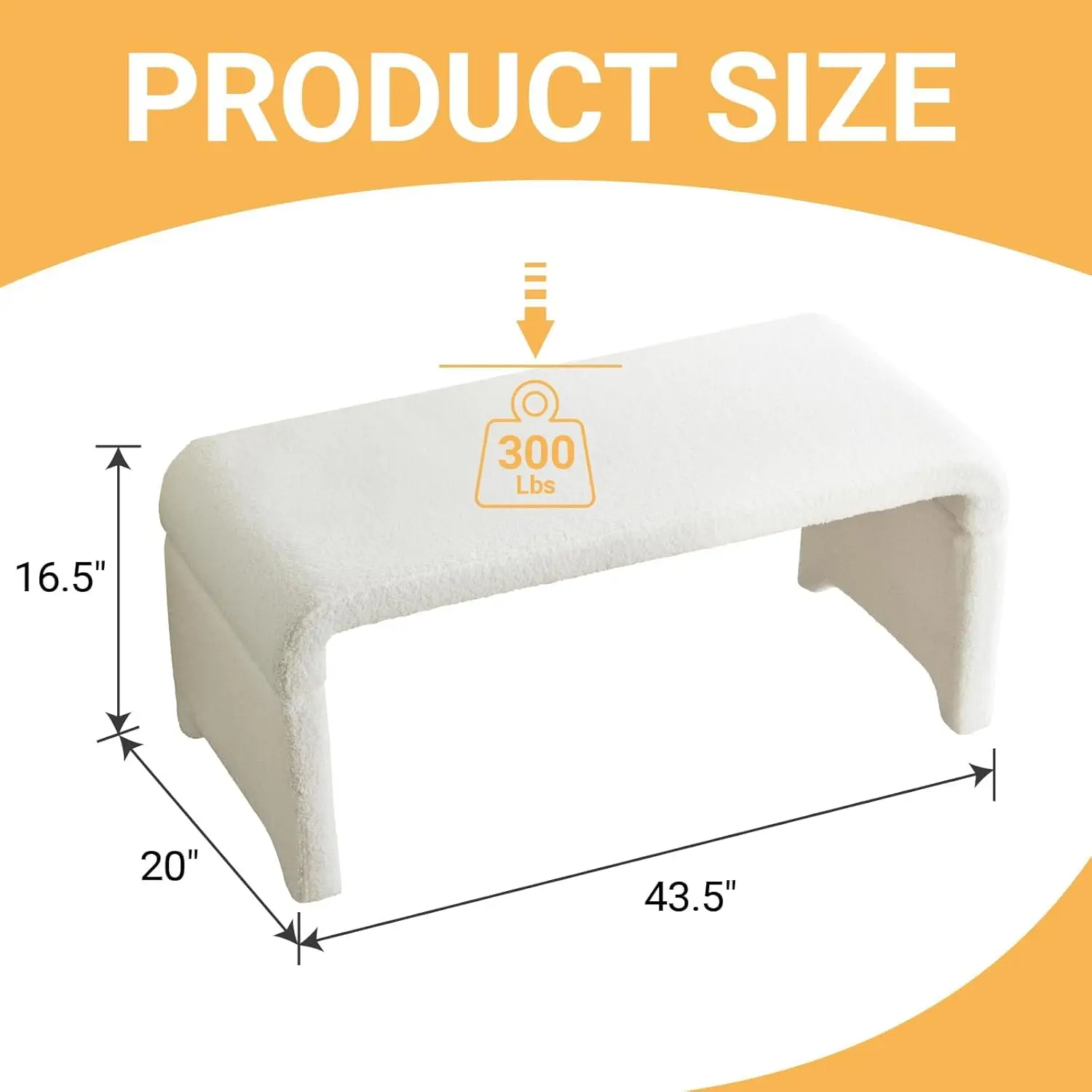 43.5in End of Bed Bench, Upholstered Entryway Bedrrom Bench Ottoman with Teddy Fabric Footrest Stools