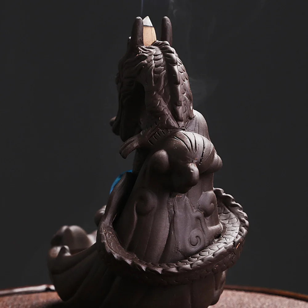 Home Decor Ornaments Purple Clay Dragon Backflow Incense Burner Pterosaur Incense Stick Holder Censer Office Feng Shui Decor