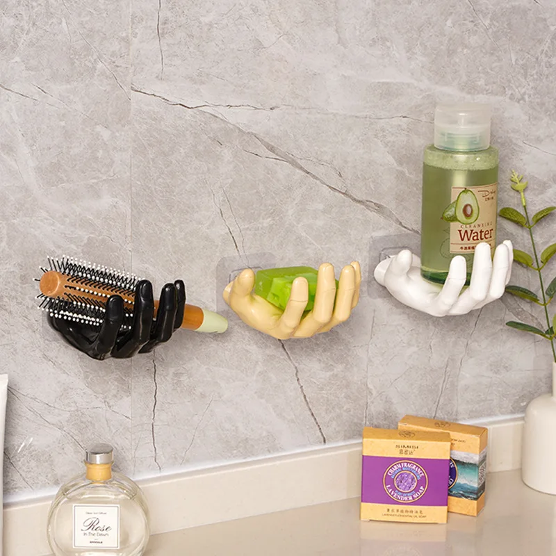 Creative Wall Hook Decorative Resin Wall Hanger Trace-less Hanger Hook Unique Hand Shape Storage Key Hook Hand Type