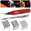 Deburring Tool Kit Hand-held Ergonomic Deburring Cutter Precision Edge Burr Remove Tool with 15pcs Replacement Blades Scribing 1