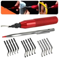 Deburring Tool Kit Hand-held Ergonomic Deburring Cutter Precision Edge Burr Remove Tool with 15pcs Replacement Blades Scribing 1