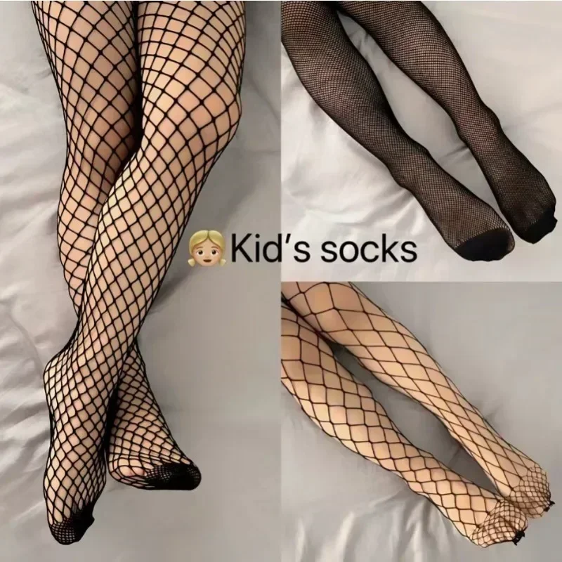 Girls Fashionable Fishnet Stockings Kids Baby Mesh Nylon Black Pantyhose Cute Lolita Jumpsuit JK Leggings Parent-Child Pantyhose kids pantyhose fishnet stockings kids leggings