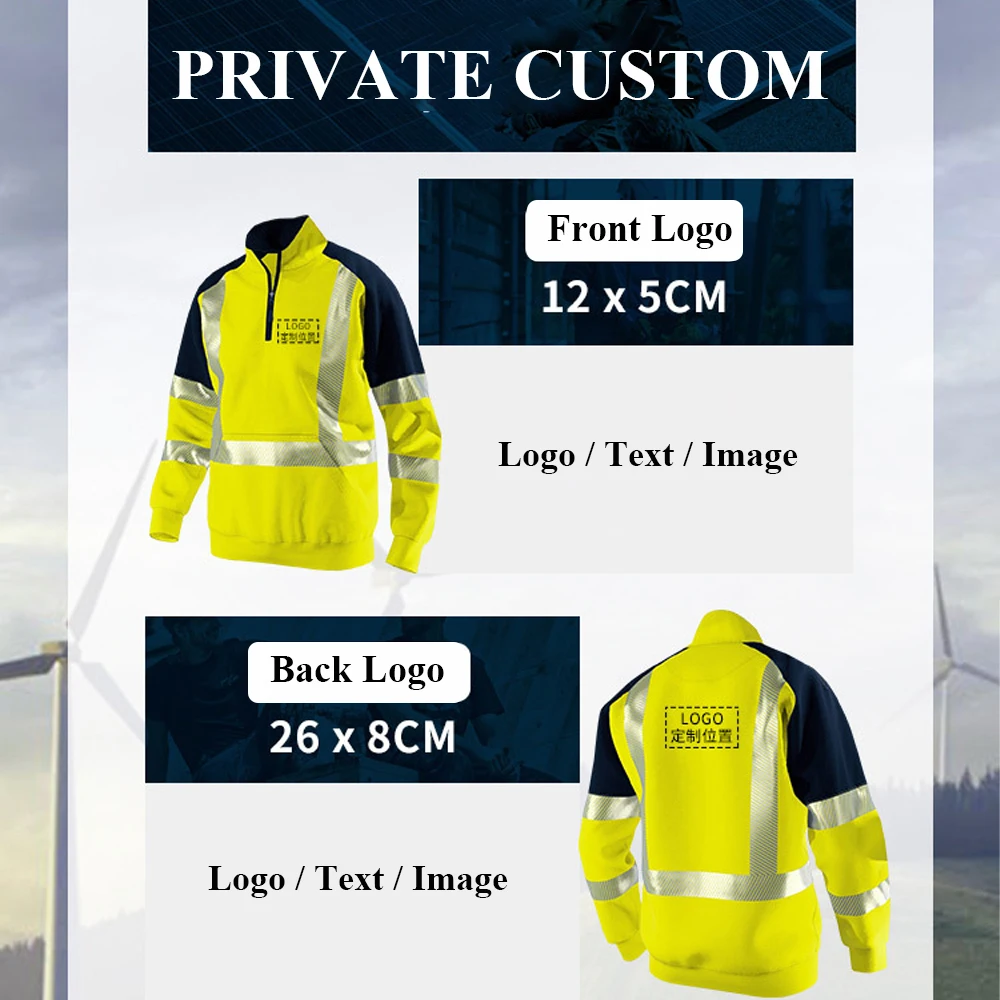 Men reflective hoodie Men's High Visibility Work Clothing Safety Sweatshirt for Outdoor Construction Site Security Pullover Hoodie Hi Vis Workwear