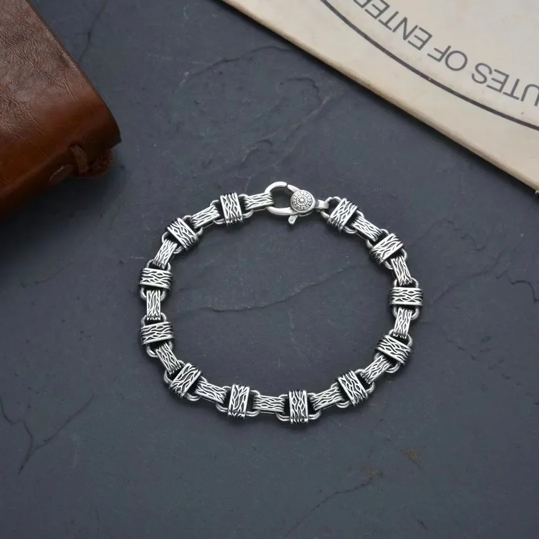 

New S925 Thai Silver Bracelet Men's And Women's Yintage Handmade Silver Jewelry Stylish Unique Bracelet For Birthday Gifts