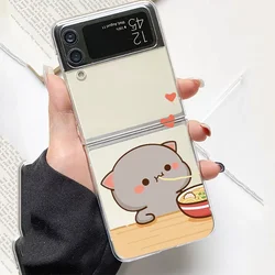 Cartoon Bear & Bunny Couple Clear Phone Case - Fun & Stylish Design - Galaxy ZFlip 5 (Style 1)