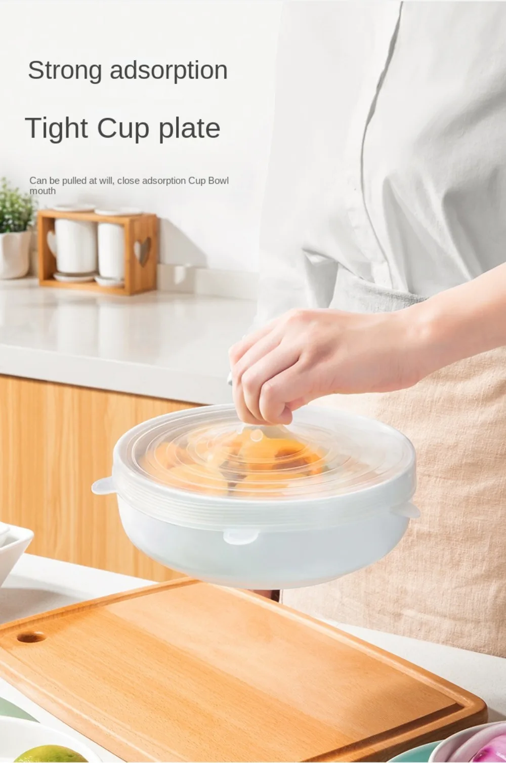 6-pieces set Food Grade Silicone Fresh-keeping Lids Food Sealing Cover Reusable Heat-resistant Lid Kitchen Accessories