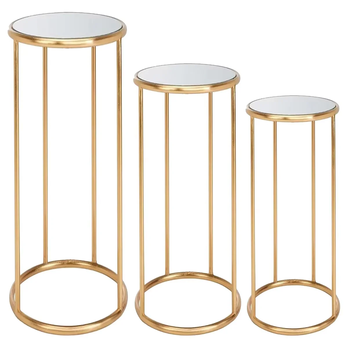 Gold Cylinder Pedestal Stands - 3-Piece Set For Wedding & Party Displays