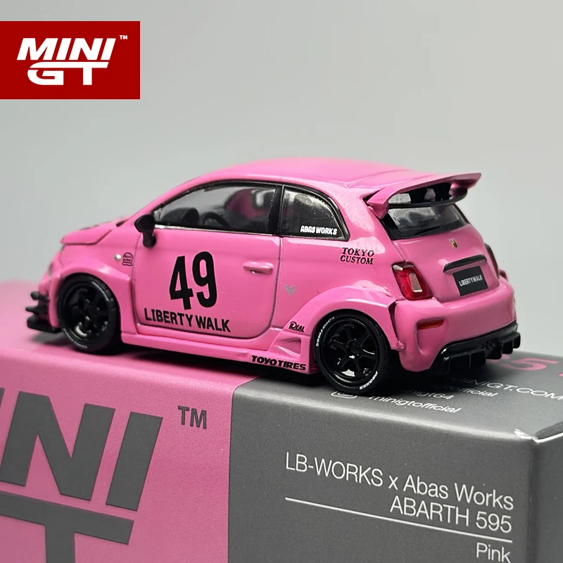 MINIGT 1:64 ABARTH 595 LB-WORKS x Abas Works 핑크 합금 자동차 모델 851