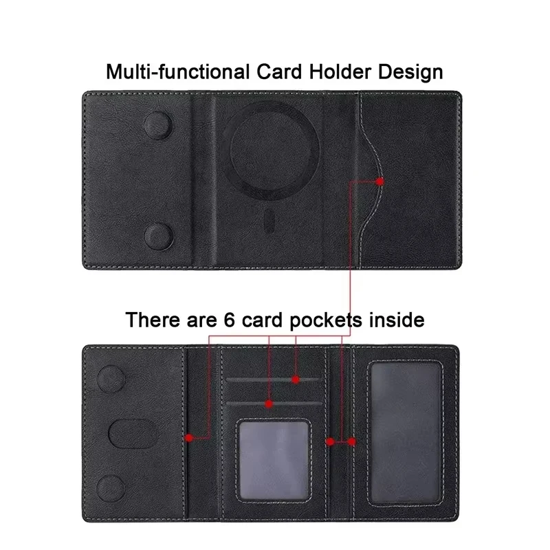 Magnetic Leather Wallet and Card Holder with Phone Pouch – Protective Case