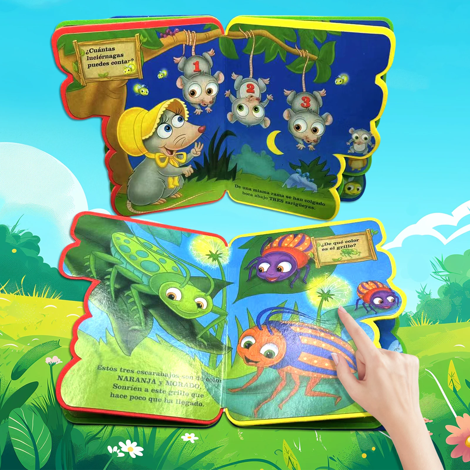 Spanish Children's Cardboard Picture Story Book Animals/Insects Educational Preschool Learning Book Stimulates Kid's Interets