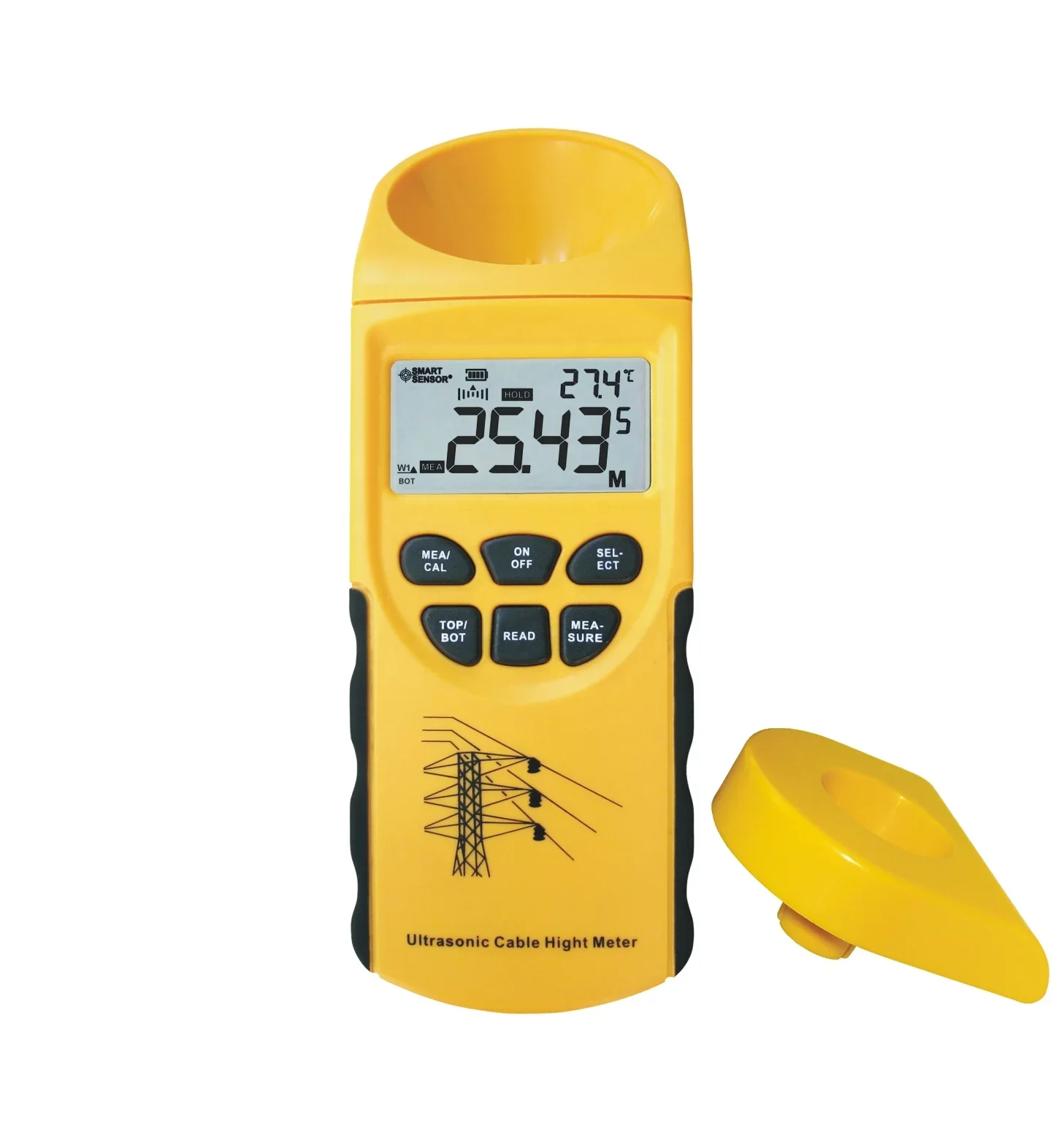 

SMART SENSOR AR600E Ultrasonic Cable Height Meter LCD Display 6 Cables 3 to 23m Measurement Ultrasonic Cable Height Meter