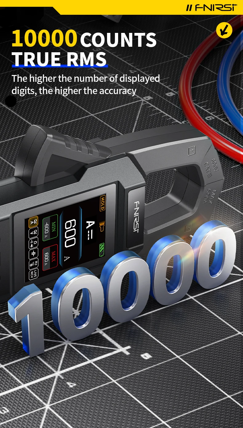 DMC-100 Цифровой токовый мультиметр с клещами,600A AC/DC, 10000 отсчётов, NCV