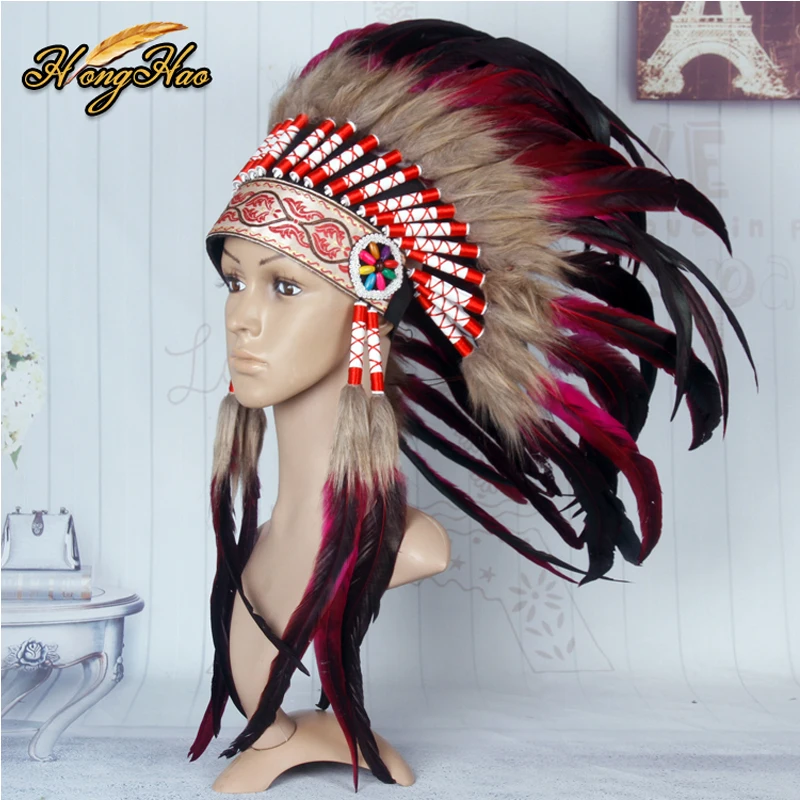 38inch full high  indian Feather headdress replica made feather costumes feather headpiece feather hat