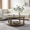 40" Round Coffee Table for Living Room, 2 Tier Traditional Round Circle Wooden Center Coffee Table, Café Tables 5