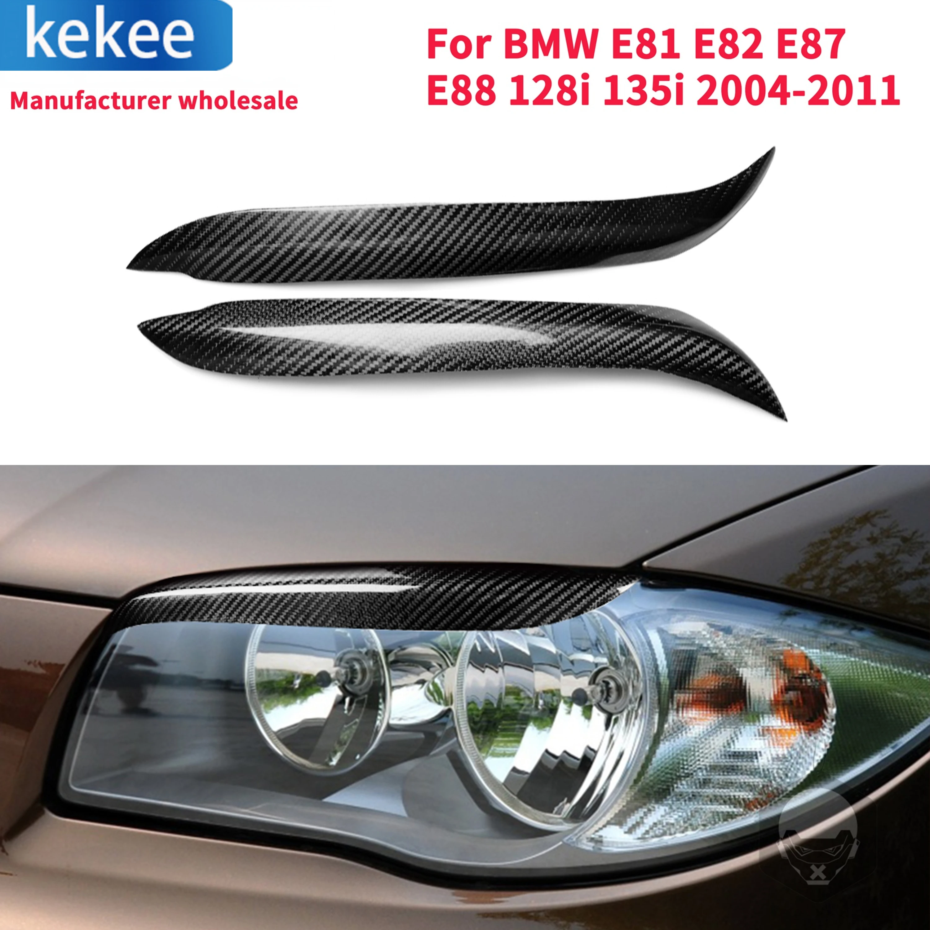 

2 шт. для BMW E81, E82, E87, E88, 128i, 135i, 2004-2011, фары, веки для бровей, отделка, наклейки, стильные настоящие наклейки из углеродного волокна