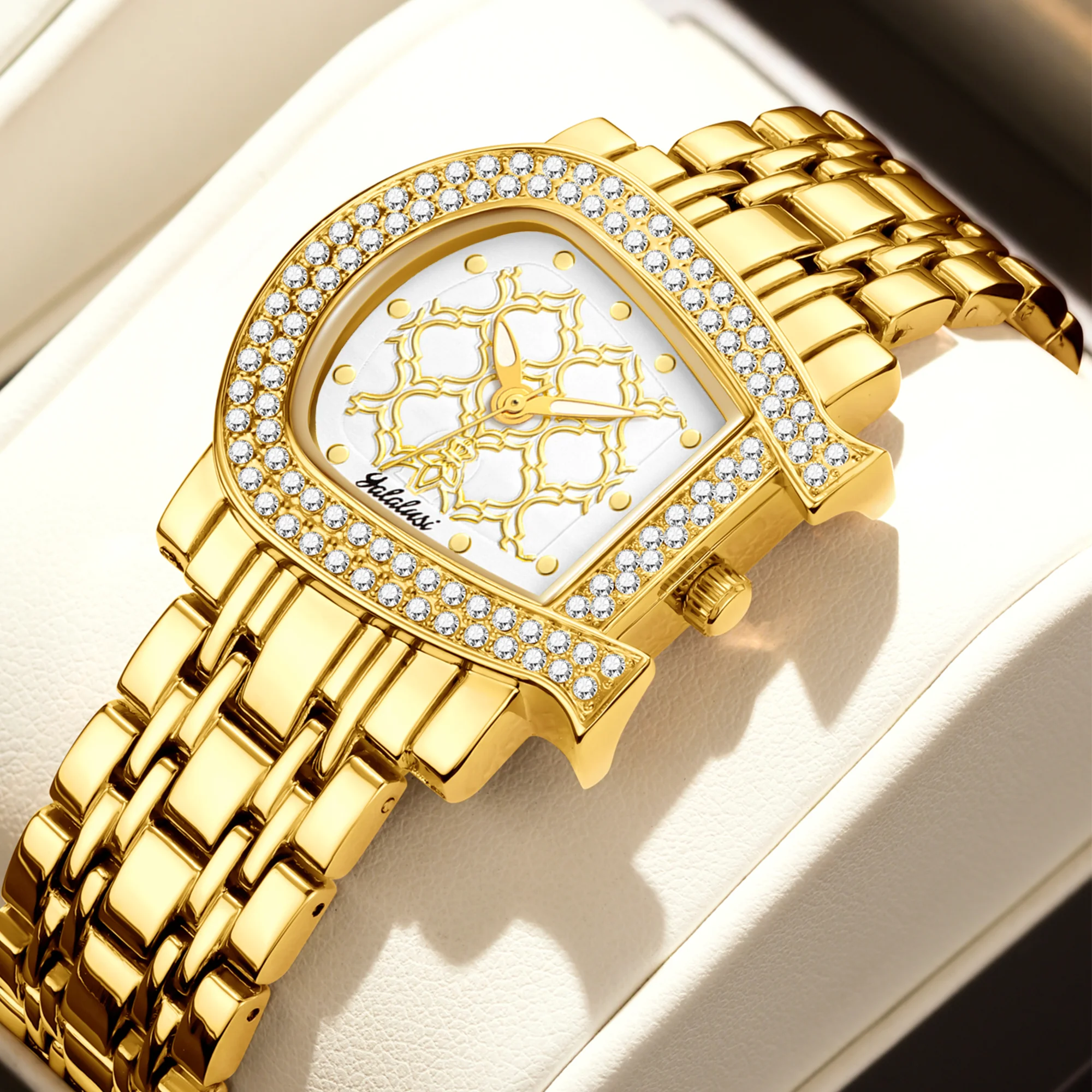 

Лидер продаж 2024, новые женские часы YaLaLu с белой пластиной, золотым бриллиантом, роскошная коробка для удаления часов, ионное золотое покрытие