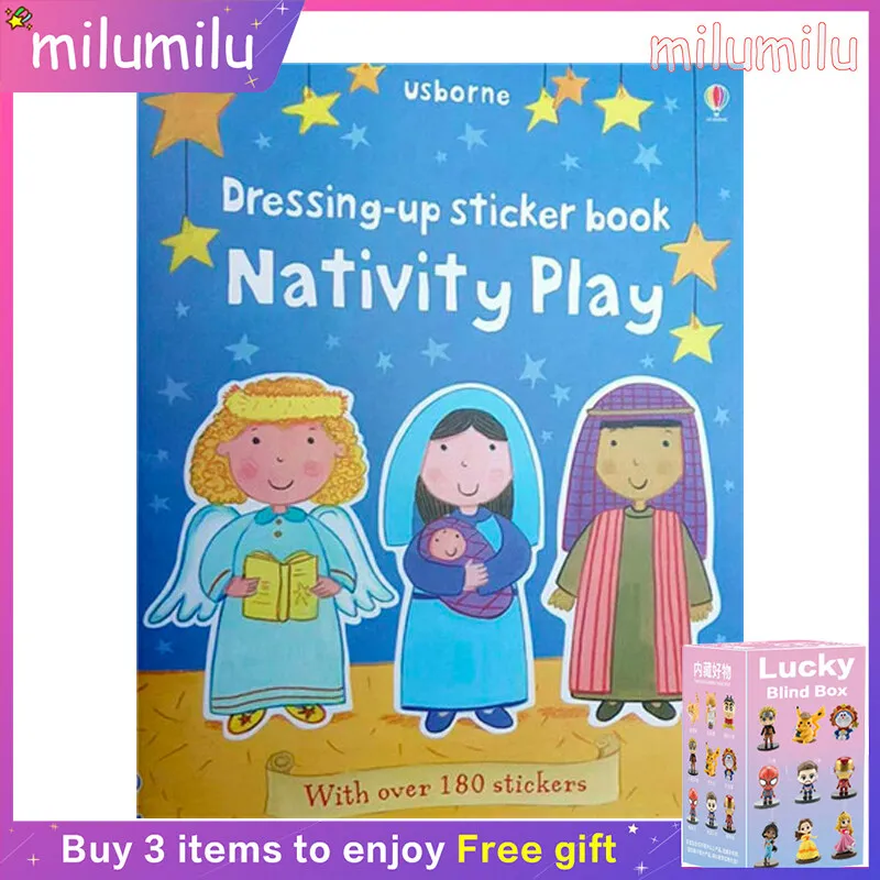 

MiluMilu Usborne Dressing Up Sticker Book Nativity Play Colouring English Activity Picture Book For Baby
