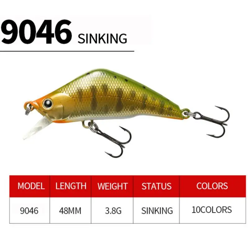 1PCS 미노우 낚시 루어 트롤링 워블러 파이크 48mm 3.8g 크랭크베이트 Iscas 인공 하드 미끼 Peche Carp Tackle 10 색