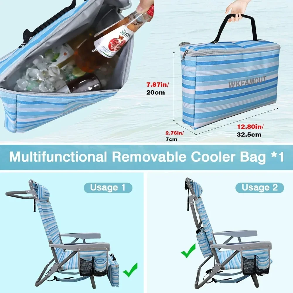 Backpack Folding Beach Chairs Set of 2 for Adults Heavy Duty 350Ibs with Camping Table Portable Lay Flat Beach Chair 2