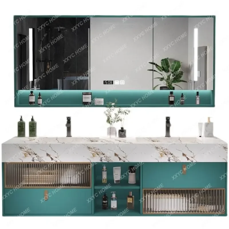 Whole Washbin Modern Simple Double Basin Light Luxury Washstand Bathroom Cabinet Floor Customization