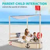 Sandbox with Cover Wooden Sandbox with Storage Bench Seat Sink Outdoor SandBox for Backyard Garden Sand Boxes Sandpit Light Wood 5