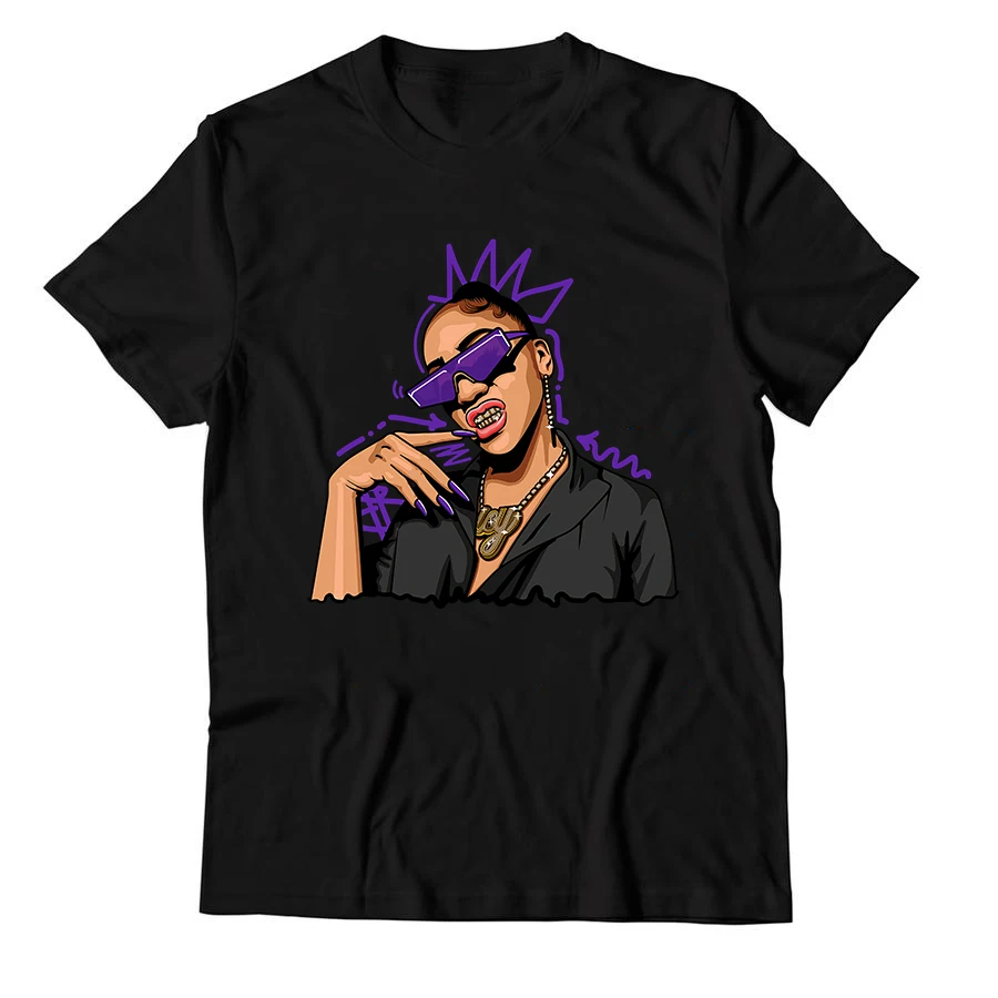 

2022 Wholesale Womens Tshirts Court Purple 13s JD Sneaker Match Tees Black Icy Grill 100% Cotton Graphic T Shirts For Women