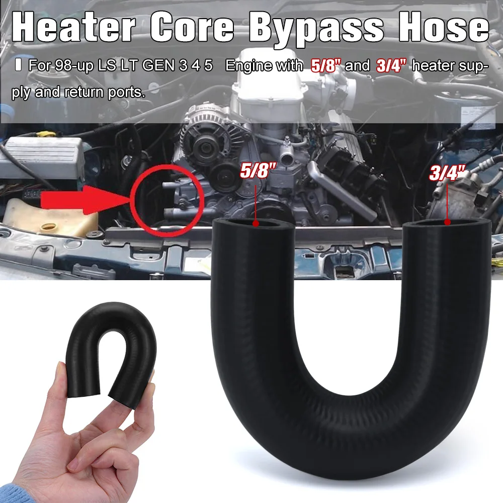 Heater Core Bypass Hose Coolant Crossover For 98-up GM Chevy Pontiac GEN 3 4 5 LSX LS1 LS2 LS3 LS6 LS7 LM7 LT1 LT4 LQ4 LQ9 heater core bypass hose