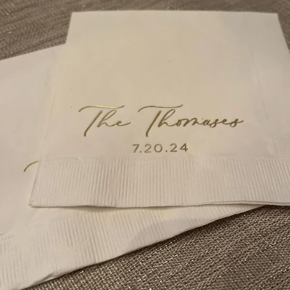 

Personalized Wedding Cocktail Napkins -Custom Modern Font Monogram, Engagement Printed Beverage Party Luncheon Napkins, 50Pcs