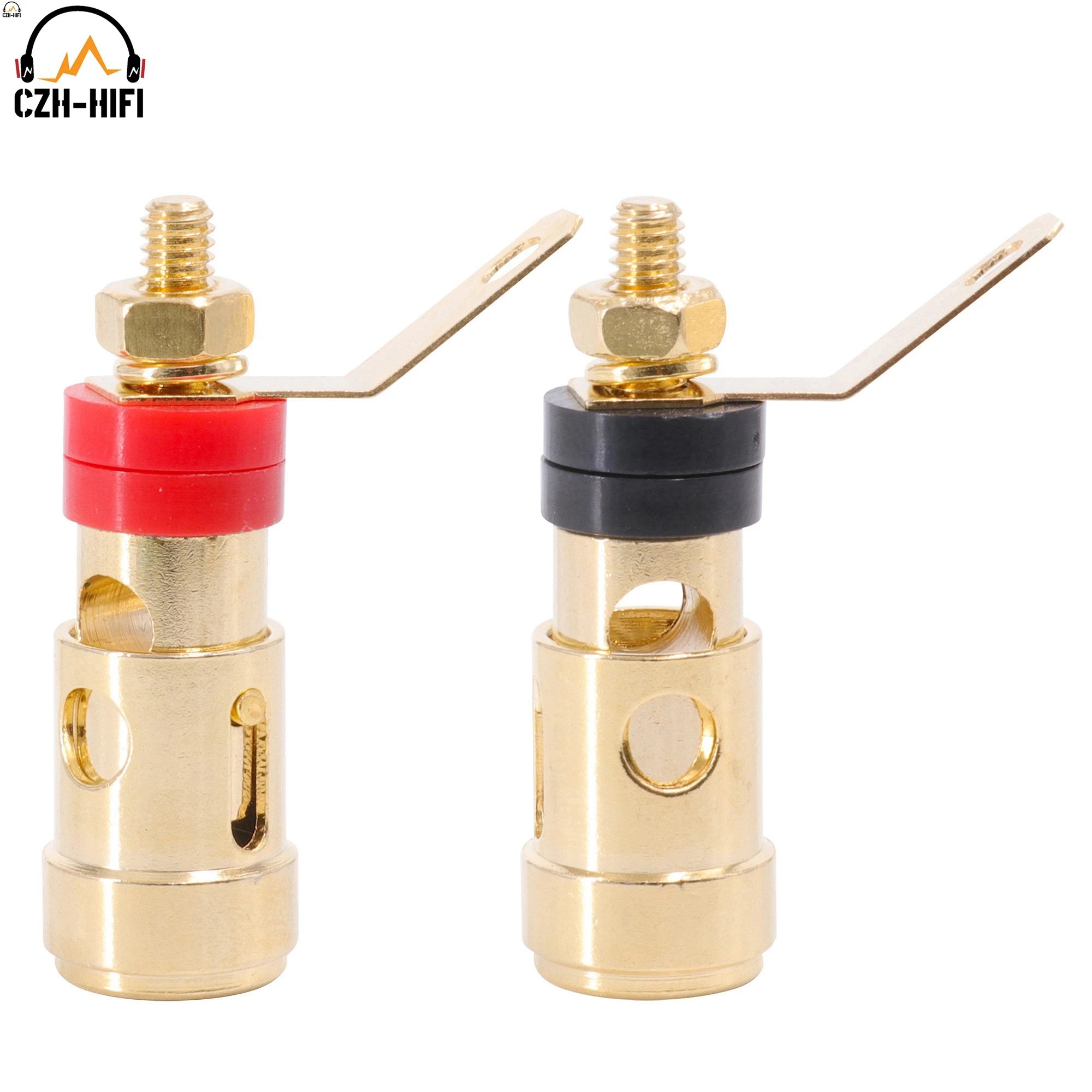 

Audio Speaker Terminal Gold Plated Brass Amplifier Binding Post Banana Plug Female Jack Socket Connector Spring Loaded DIY HiFi