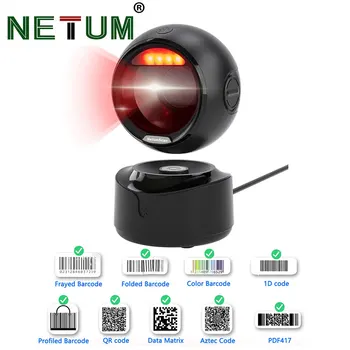 Scanner di codici a barre NETUM Scanner Desktop omnidirezionale automatico lettore di codici a barre QR Wireless USB a mani libere codice a barre 1D 2D