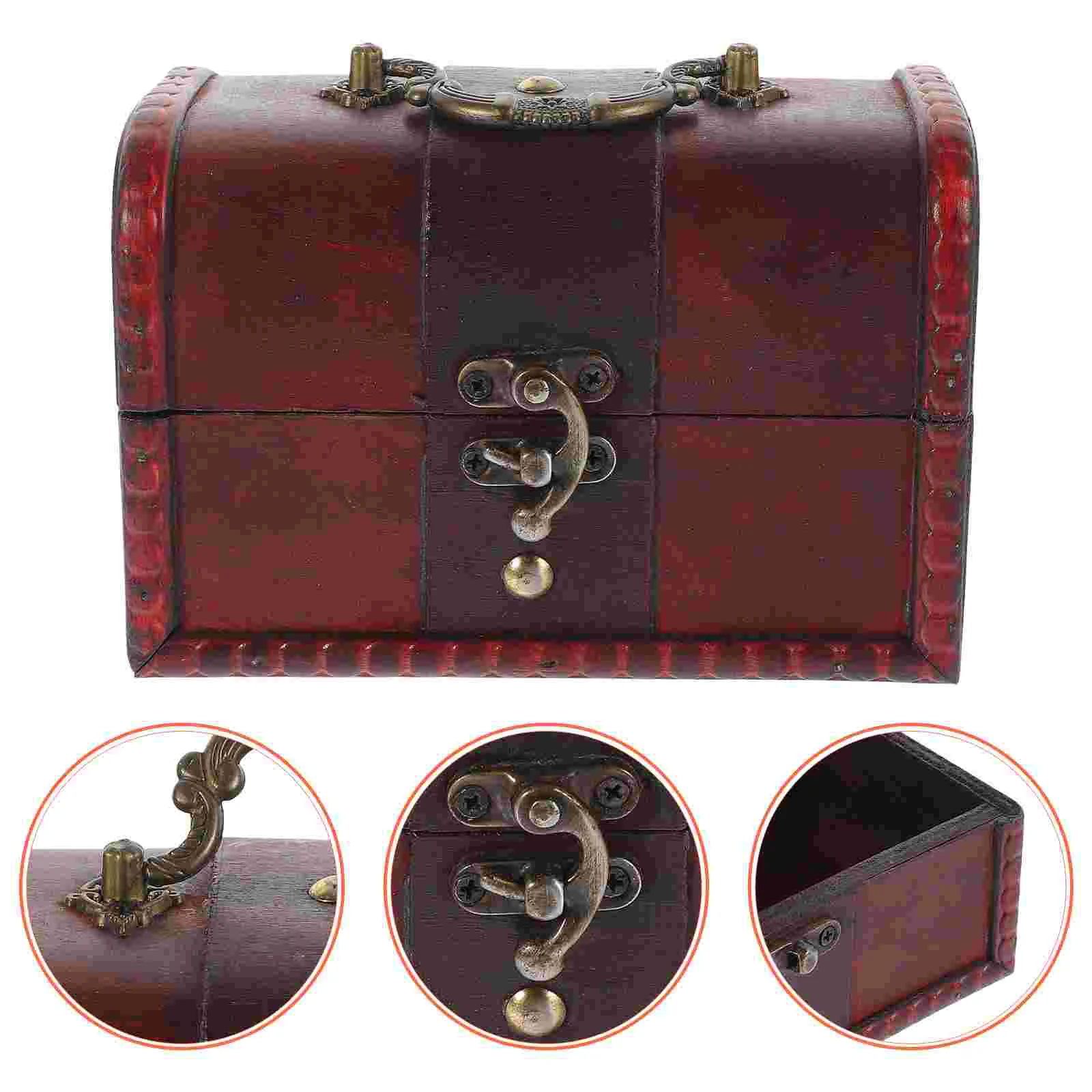 

Vintage Storage Box Wooden Treasure Chest Jewelry Case Container Pirate Retro Trinket