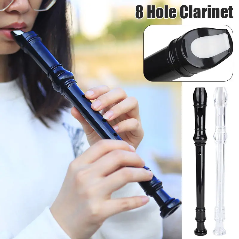 

Recorder Descant Flauta Recorder 8 Hole Abs Clarinet German Style Treble Flute with Fingering Chart Instructions Cleaning Rod