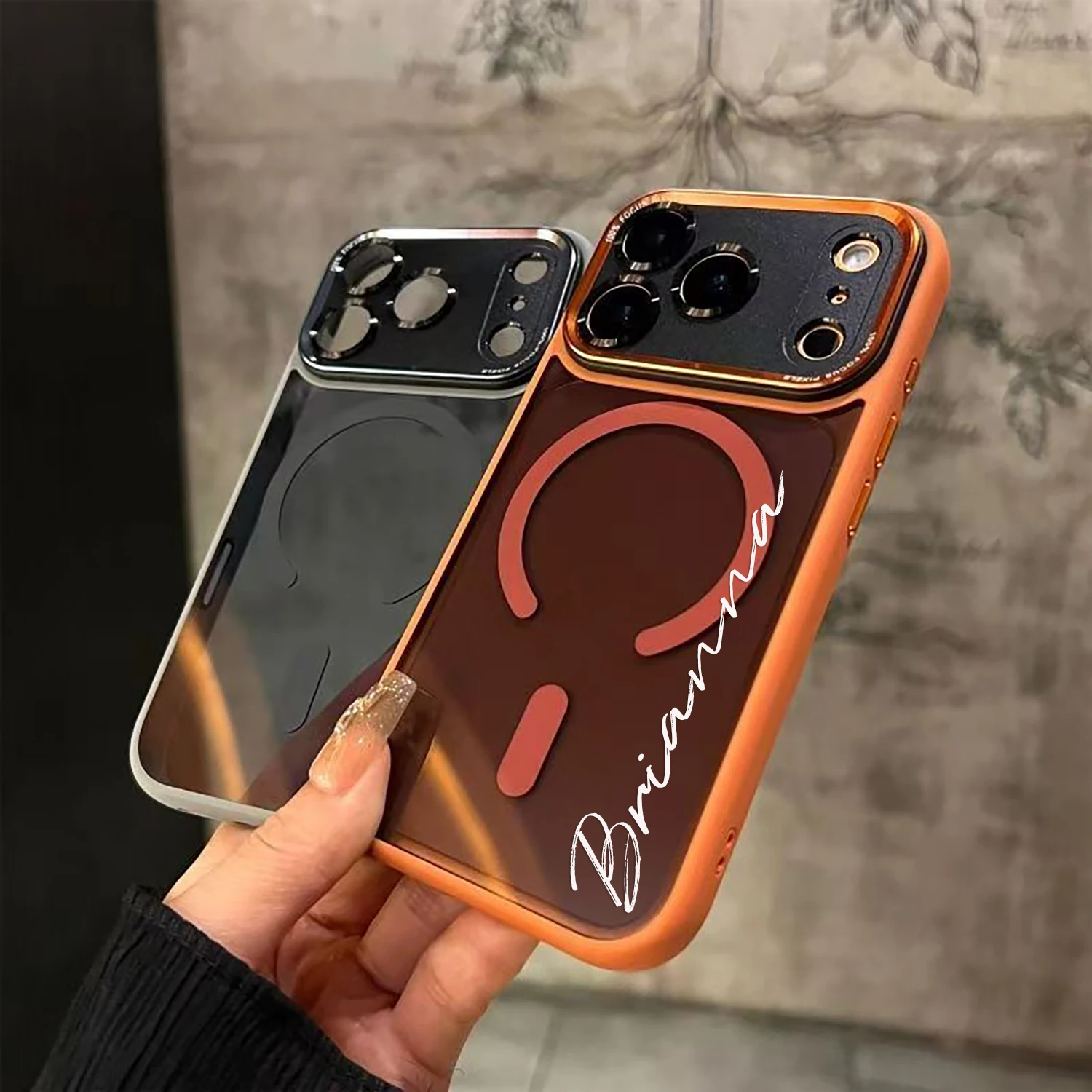 Custom Personalized Name Phone Case – Semi-Transparent Black Cover for iPhone 17 Series