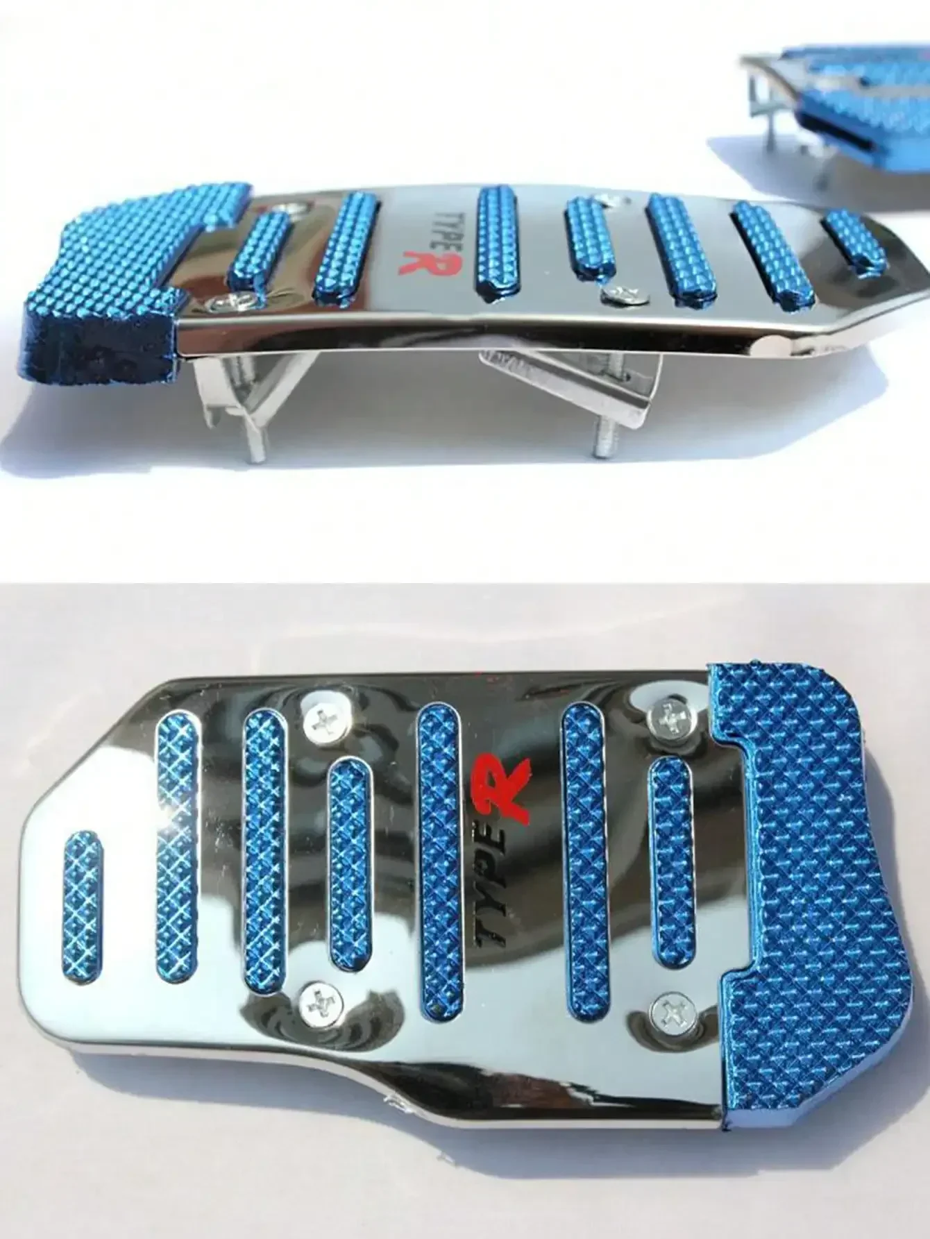 1pc 자동차 미끄럼 방지 풋 페달 자동 변속기 가속기 브레이크 페달 스트라이프 풋 페달 용 장식 플레이트