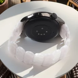 Resin Beaded Elastic Bracelet Band for Smartwatches (40mm/44mm) (Pearlescent White)