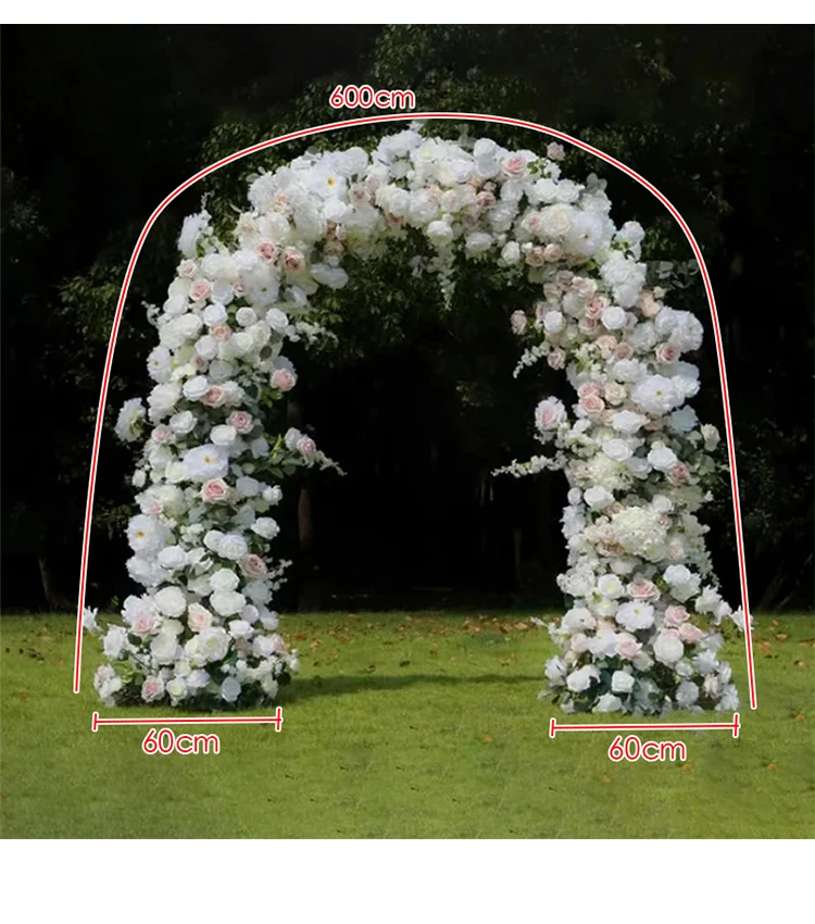 Description Picture 3 of itemWhite Pink Luxury Baby breath Rose Flower Arrangement Outdoor Wedding Backdrop Arch Decor Floral Row Runner Event Party Props
