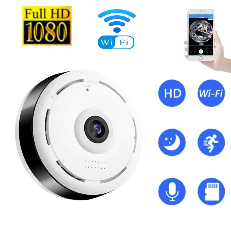 1080P HD мини Wi-Fi ip-камера панорамная 360 градусов рыбий глаз Беспроводная P2P
