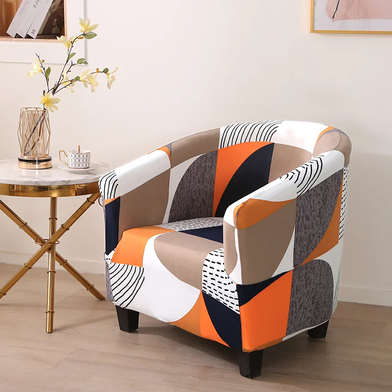 Chair Cover Furniture Cover 1pc Stretch Printed Club Armchair Cover Washable Tub Chair Slipcover Relax Single Chair Case for Coffee Bar Living Room Office