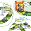 156pcs Dinosaur Railway Car Track Toy Set DIY Assemble Road Race Set with Flexible Track Dinosaur Toys Bridge Ramps Toys for Kid 3